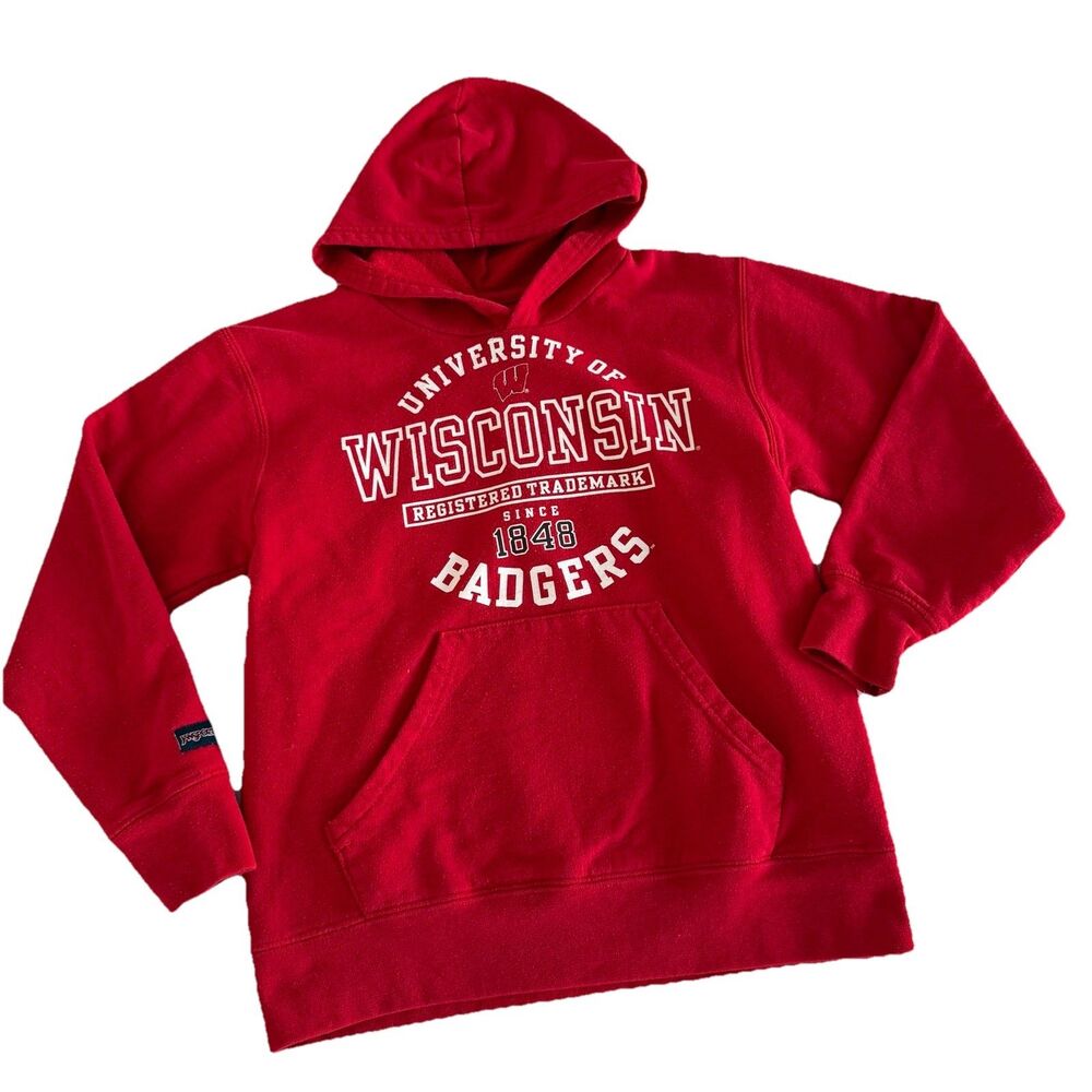 University of Wisconsin Badgers Kids S Red Hoodie Sweatshirt Bucky Hood Logo